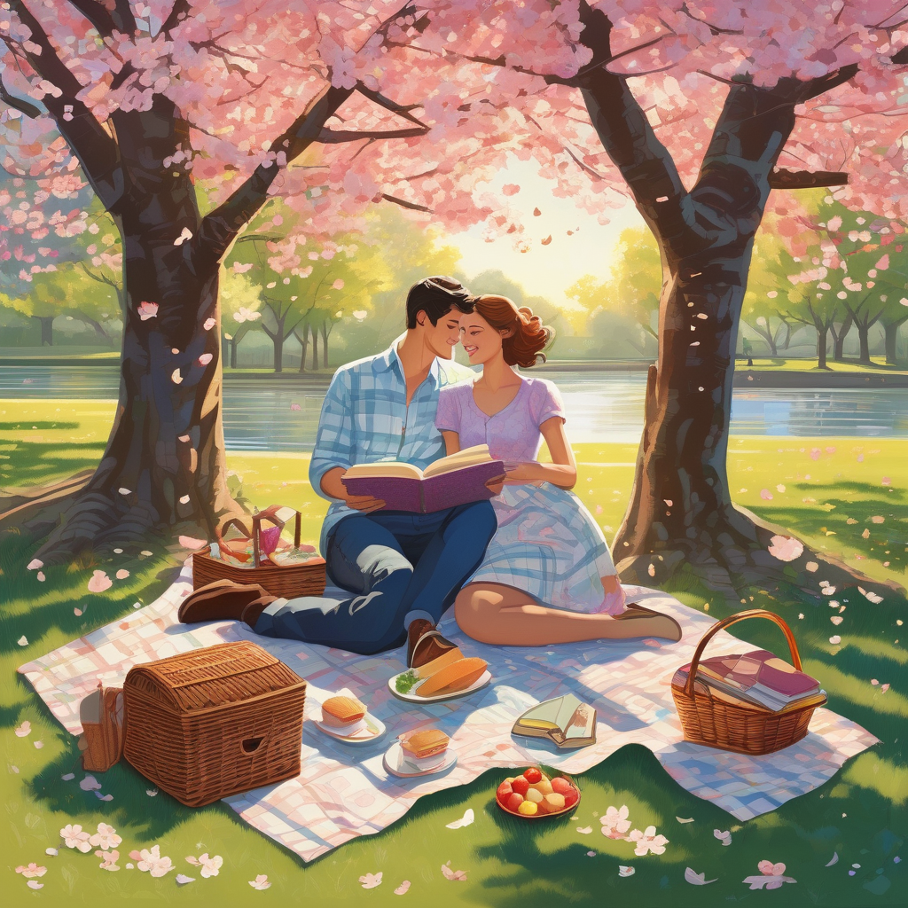 Ultra Realistic Photo Of A Young Couple Under Falling Sakura Petals