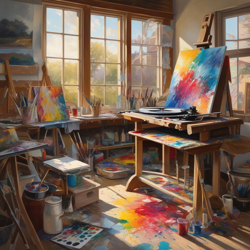 Ultra Realistic Photo Of An Artist Working In A Messy Studio