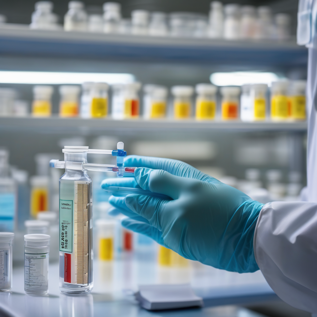 A Gloved Hand Holding A Vaccine Vial Shallow Depth Of Field Ultra Real
