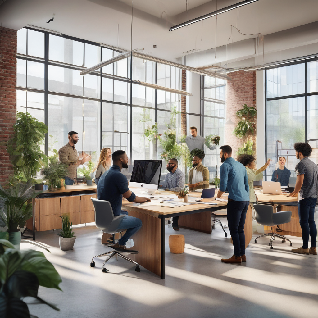 A Group Of Coworkers High Fiving In A Bright Modern Office Captured Mi