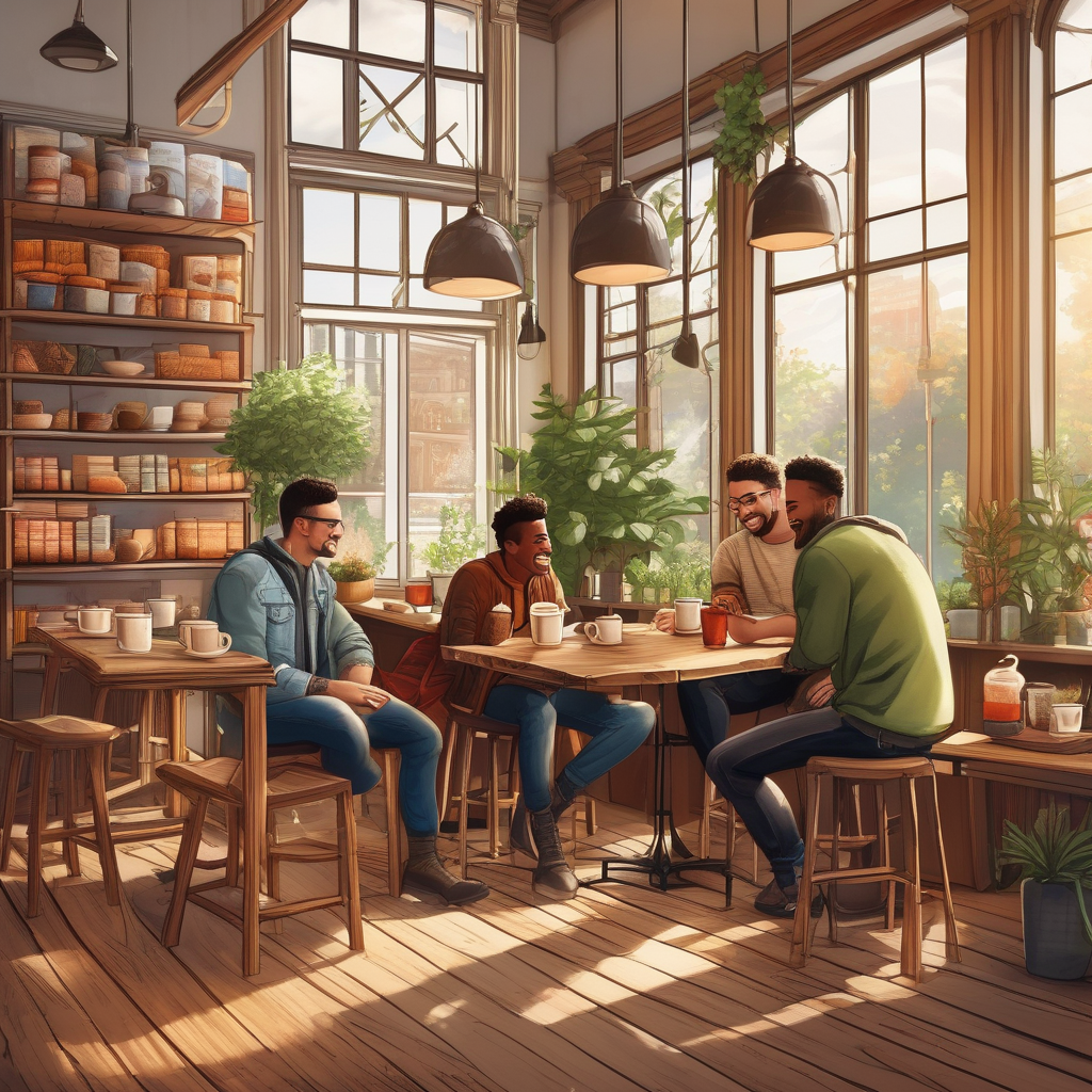 A Group Of Friends Laughing In A Coffee Shop Candid Moment Lifestyle