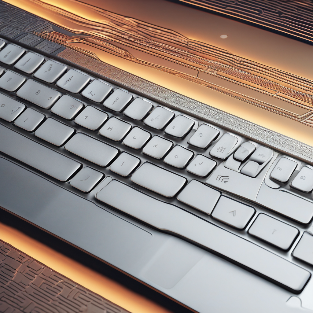 A Laptop Keyboard Under Warm Desk Lighting With Hands Typing Hyper Det