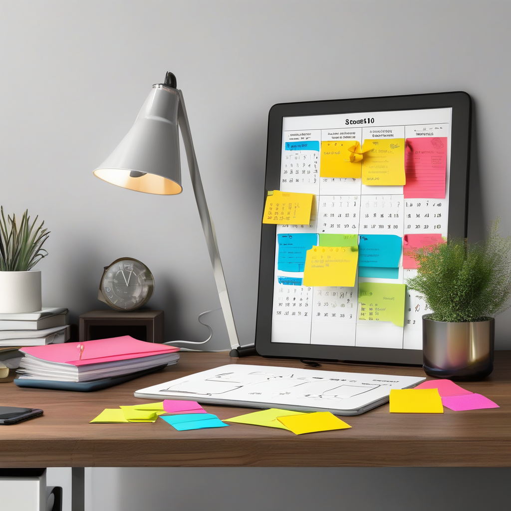 A Calendar App Open With Launch Dates Marked And Sticky Notes In View 
