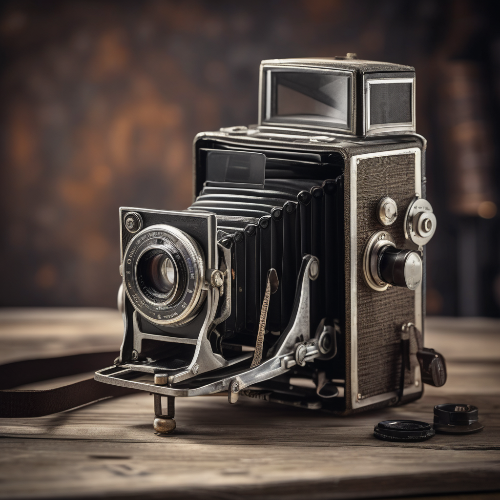 A Person Holding An Old Film Camera Focus On Lens Details Vintage Look