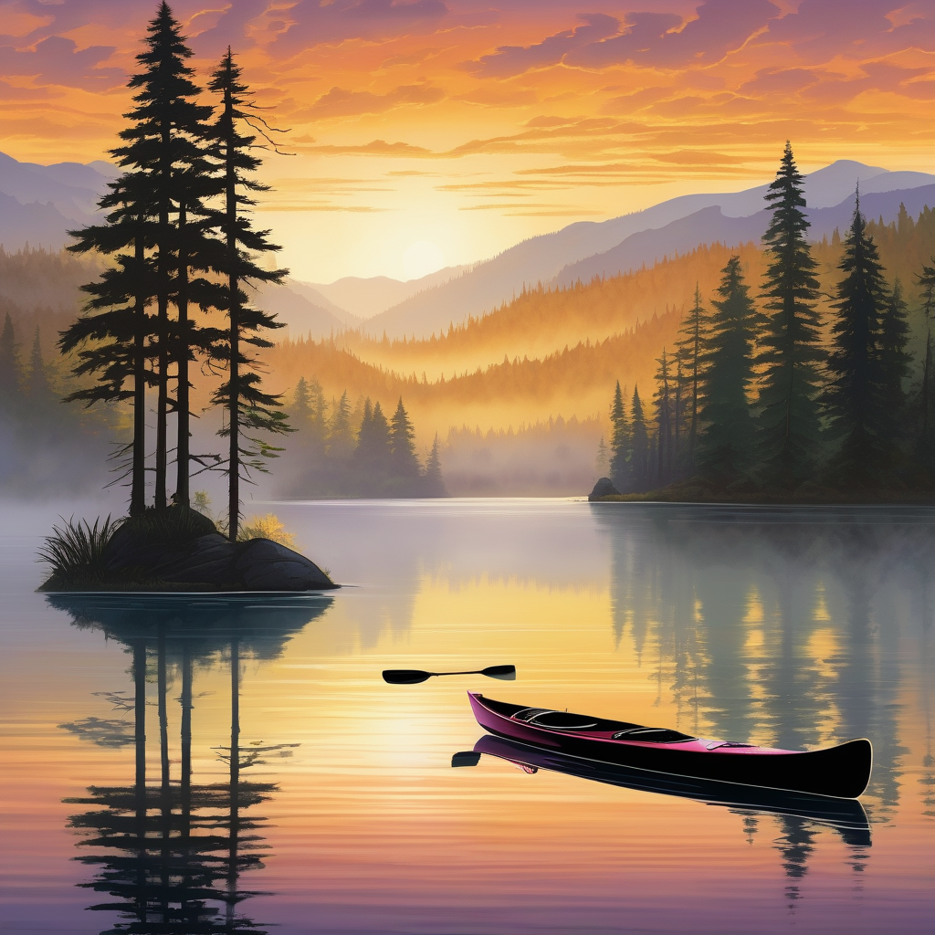 A Person Kayaking On A Calm Lake At Sunrise Fog On The Water Ultra Rea