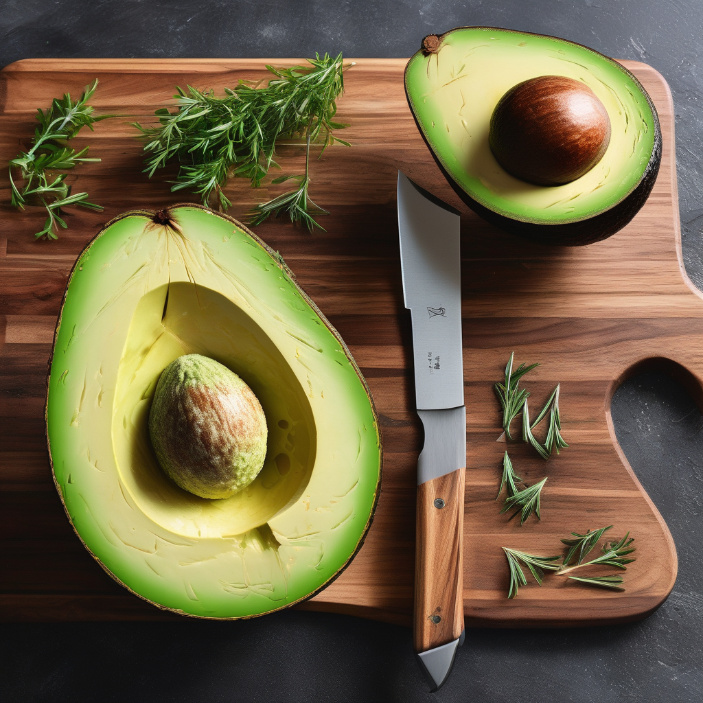 A Person Slicing A Ripe Avocado On A Cutting Board Focus On Seed And T