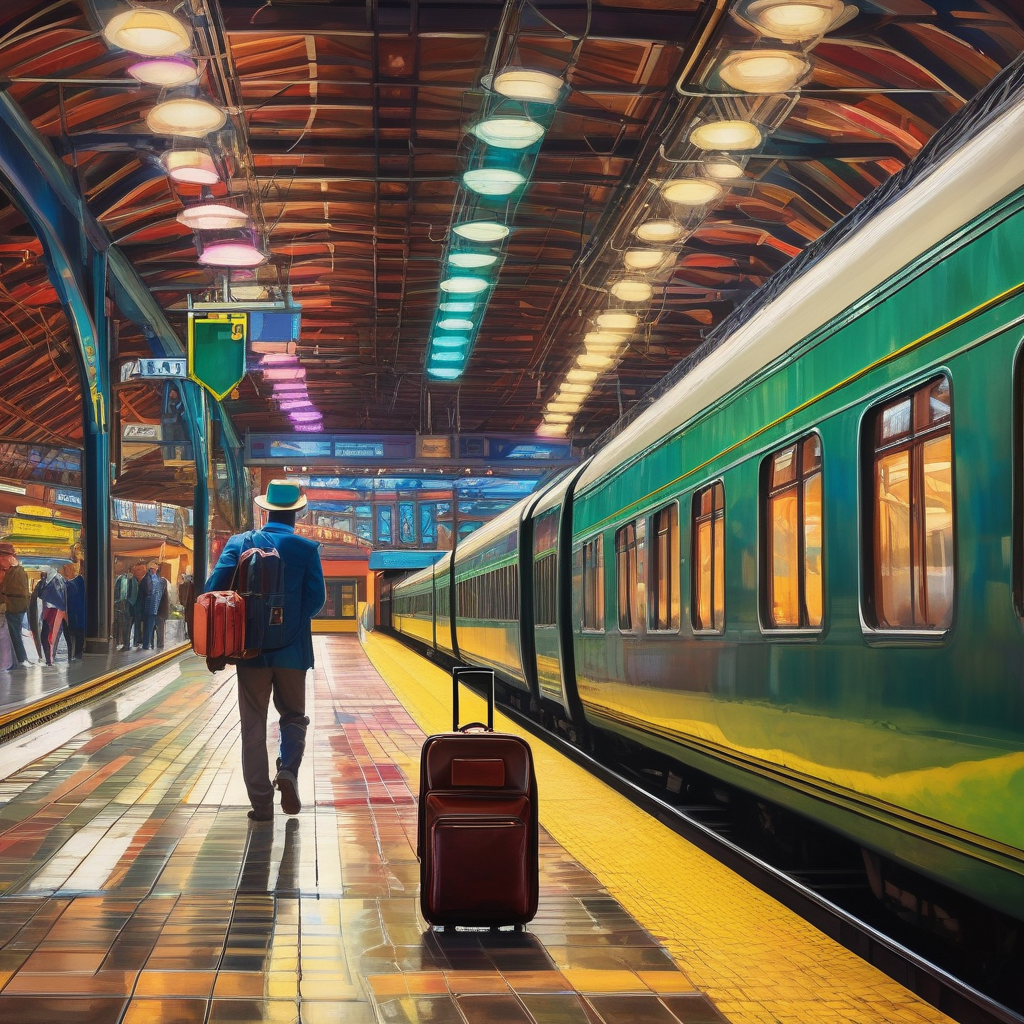 A Person Standing At A Train Station Platform With Suitcase Travel Moo