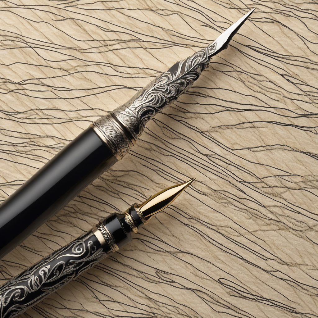 A Person Writing With A Fountain Pen On Handmade Paper Close Up On Ink