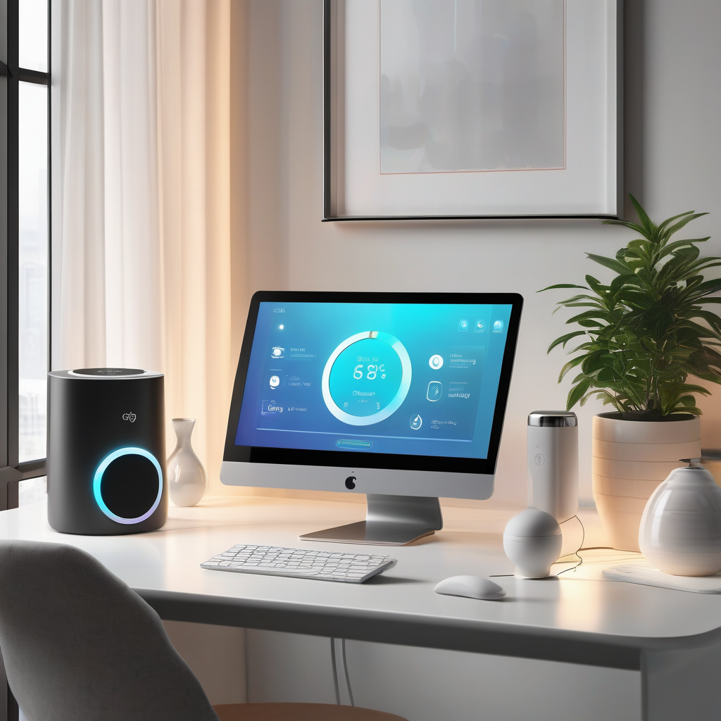 A Set Of Modern Smart Home Devices On A Clean Desk Glowing Indicators 