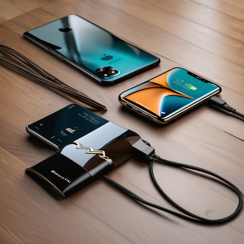 A Smartphone Charging On A Desk With Ambient Lighting Usb C Cable Conn