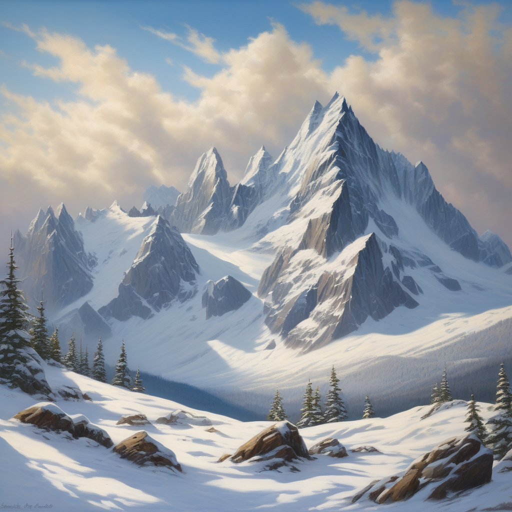 A Snowy Mountain Ridge With Clouds Passing Through The Peaks Ultra Rea