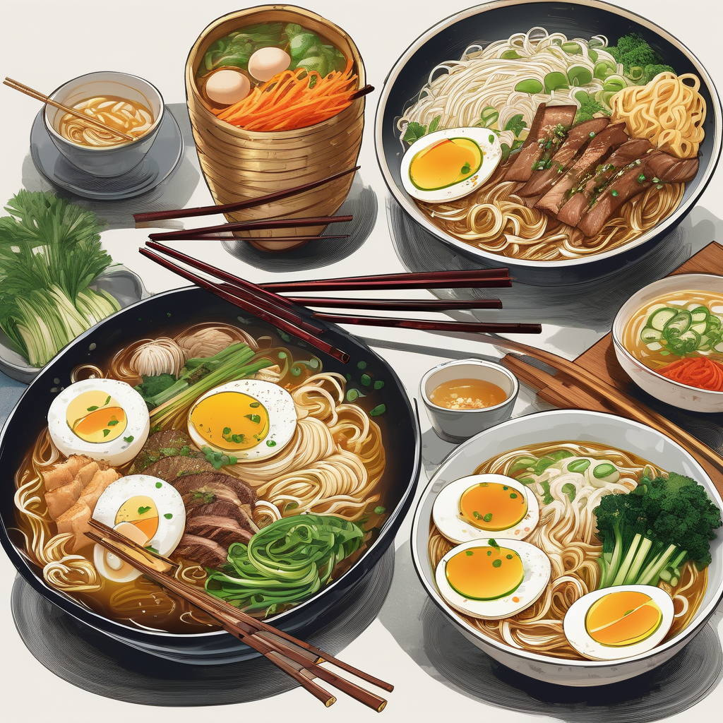 A Steaming Bowl Of Ramen With Chopsticks And Ingredients In Detail Ult