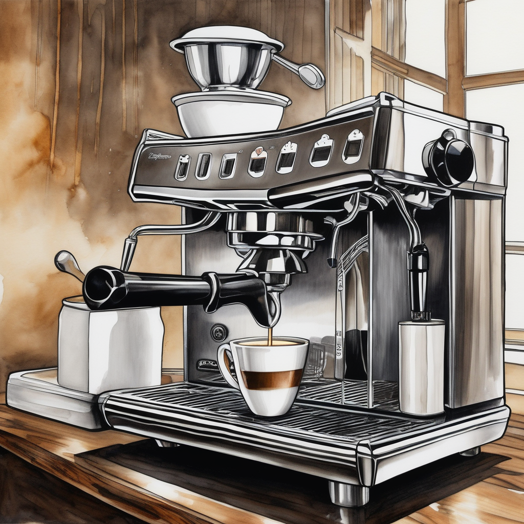 A Steaming Espresso Shot Being Poured Into A Cup From A Professional M