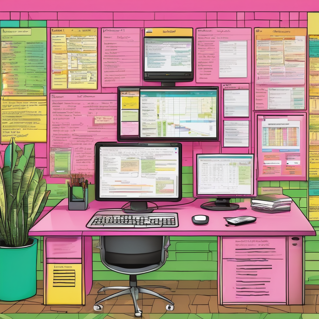 A Sticky Note Wall With Color Coded Tasks Next To A Computer Screen Sh