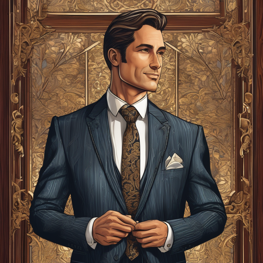 A Stylish Man Adjusting His Tie In Front Of A Mirror Detailed Fabric T