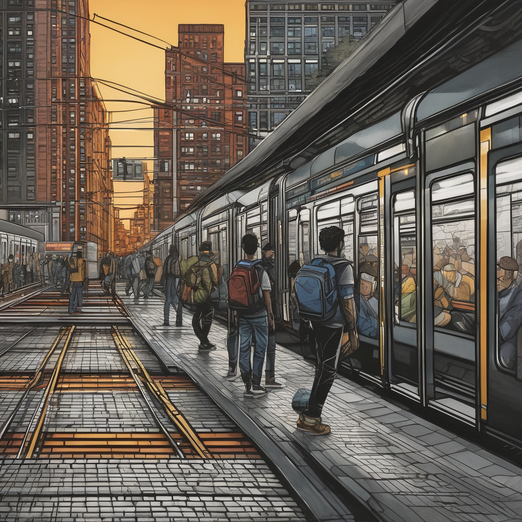 A Subway Station With People Waiting And Motion Blur Of Arriving Train