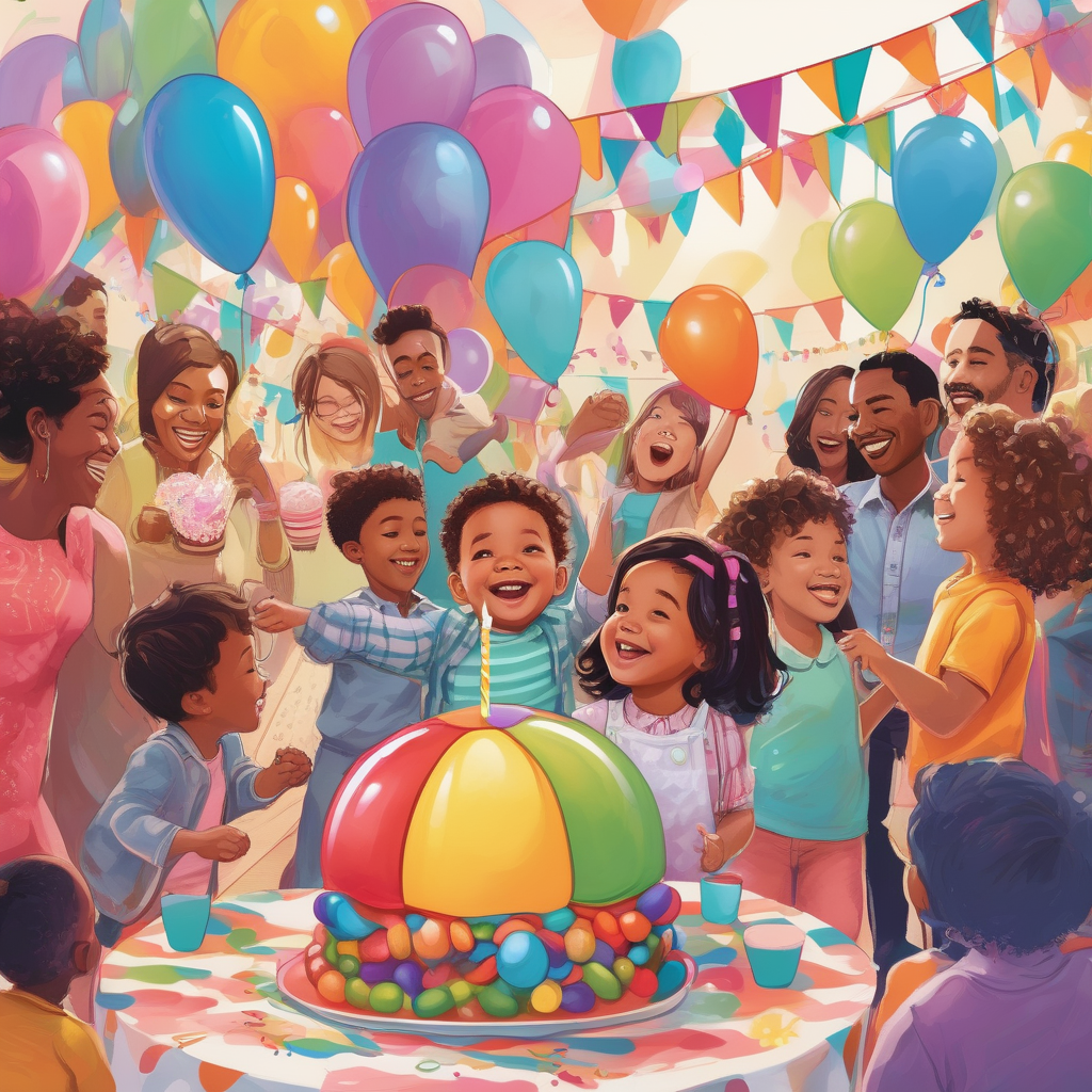 A Toddler Holding A Colorful Balloon At A Birthday Party Joyful Expres