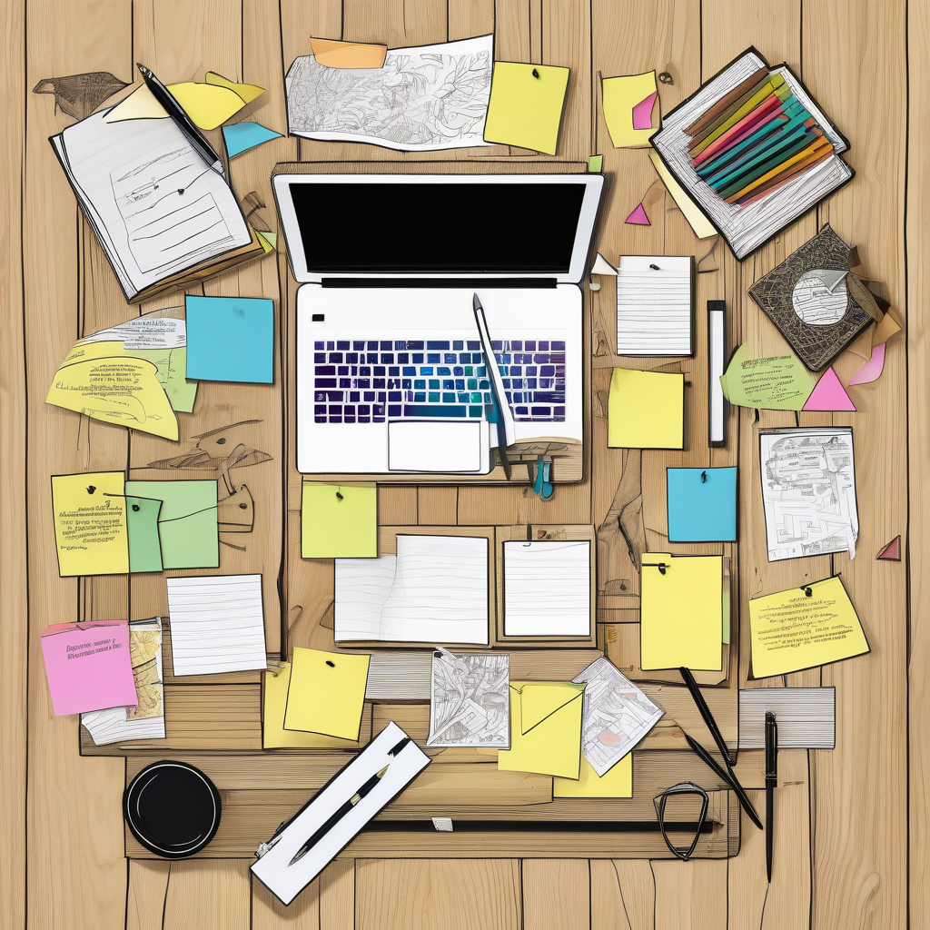 A Top Down Photo Of Sticky Notes A Pen And A Sketchbook With Homepage 
