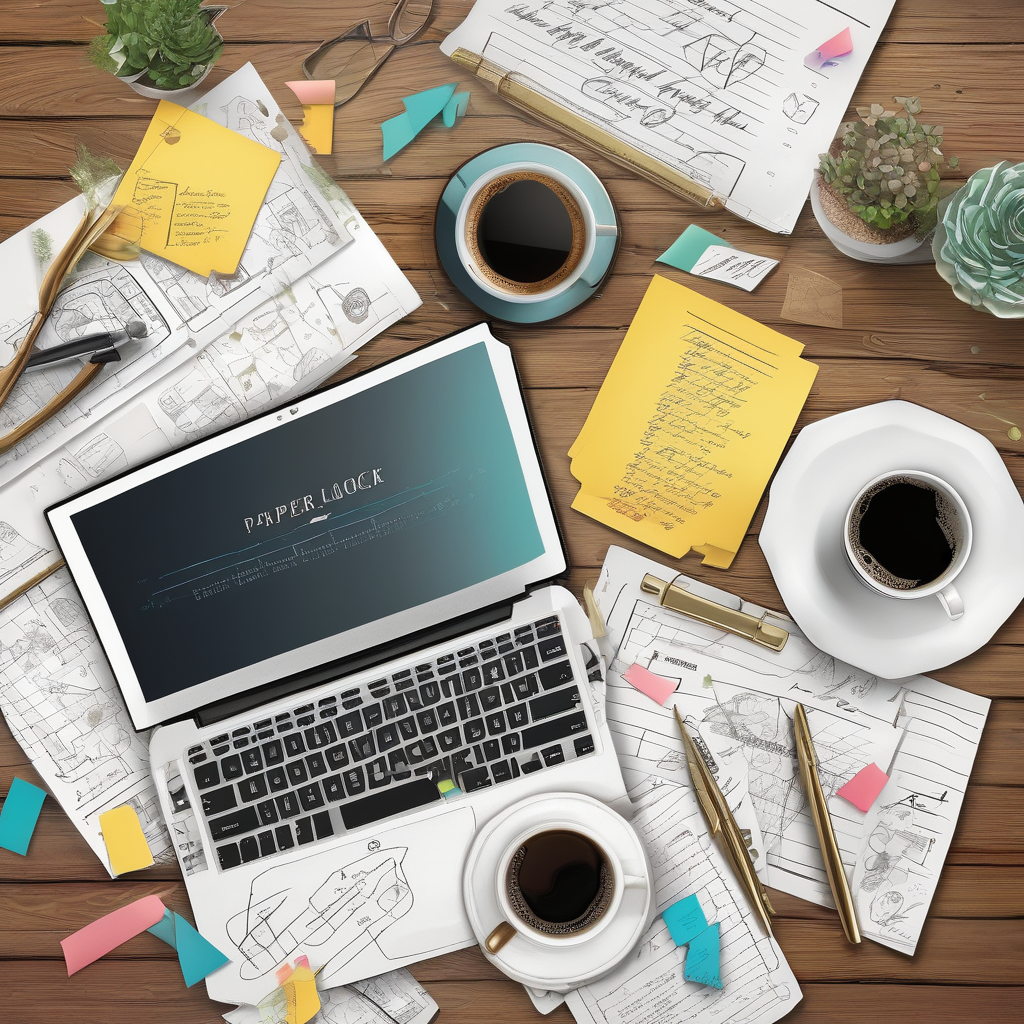 A Top Down View Of A Desk With Website Launch Checklist Coffee And Sti