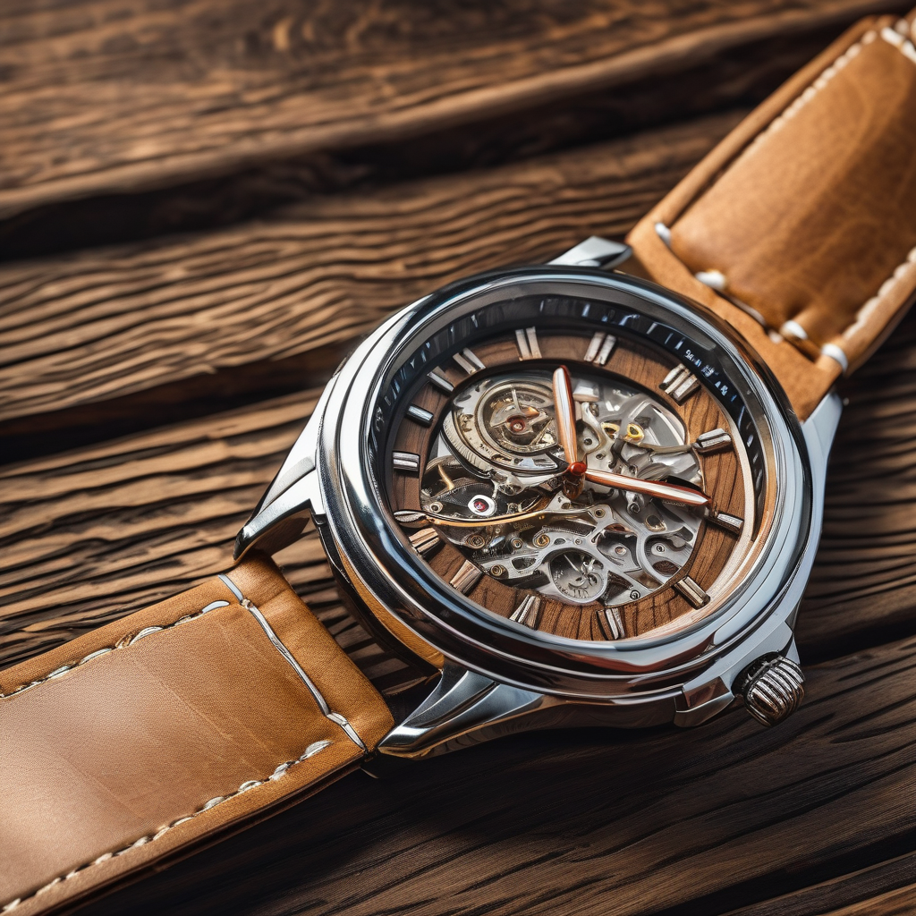 A Classic Wristwatch On A Wooden Table With Shallow Depth Of Field Pro