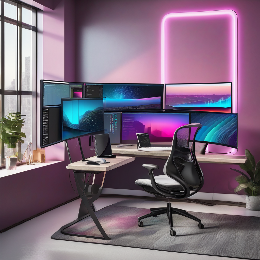 A Workspace With A Curved Monitor And Ambient Rgb Lights Modern Setup 