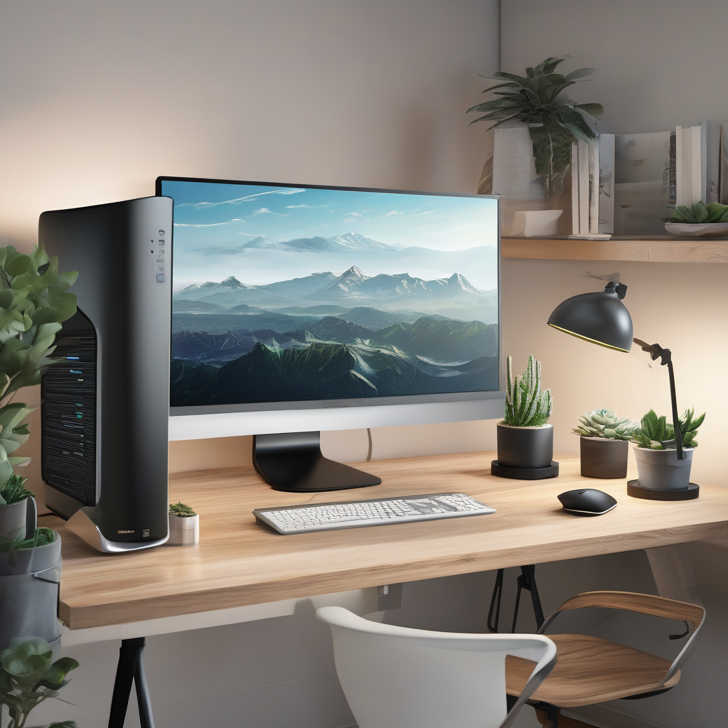 A Workspace With A Large Monitor Displaying A File Upload Interface Ux