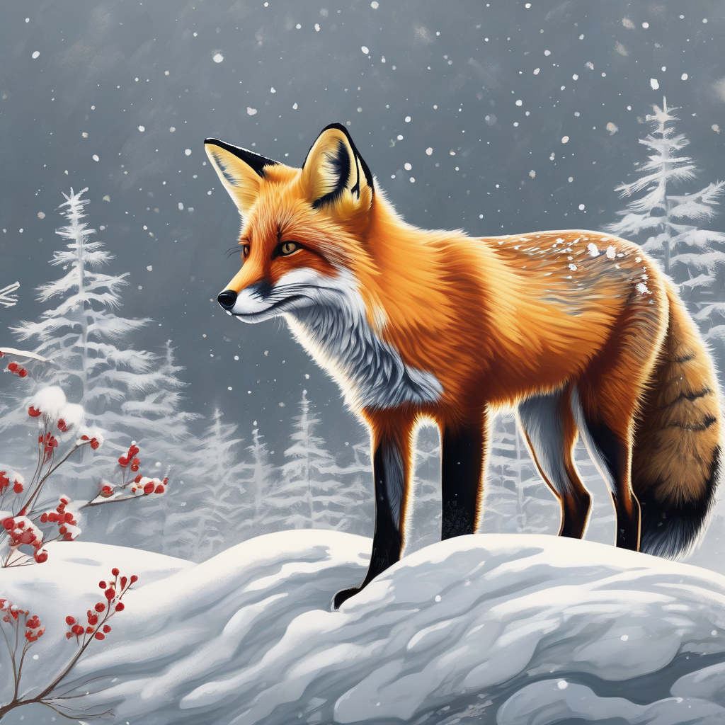 Close Up Of A Curious Red Fox In The Snow Detailed Fur Texture