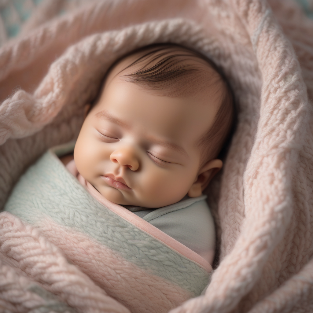 A Baby Sleeping In A Crib With Soft Blanket Lighting Close Up Shot Ult