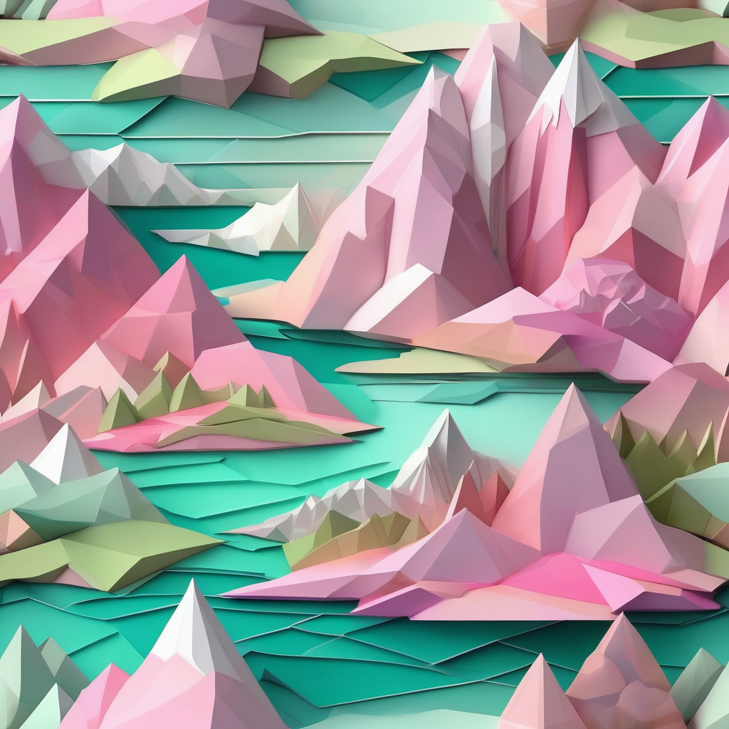 Low Poly 3d Mountains In Pastel Colors Abstract Landscape