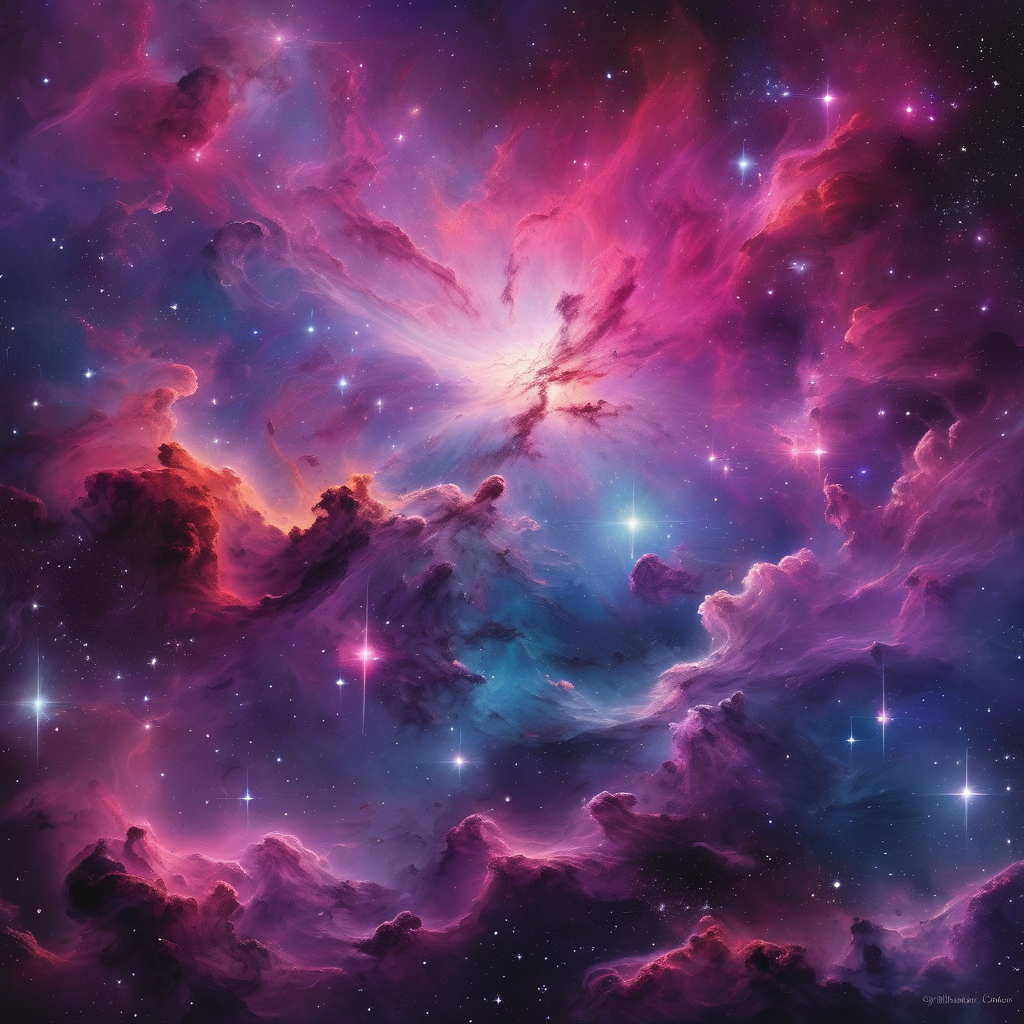 Nebula Explosion With Vivid Pink And Purple Clouds Deep Space Backgrou