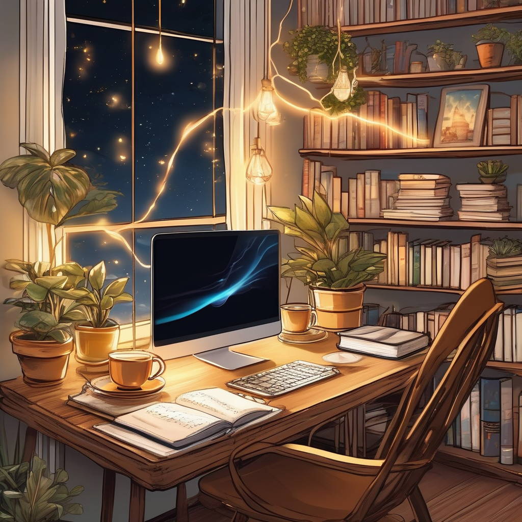 Person Typing On A Laptop At A Cozy Home Office Warm Lighting