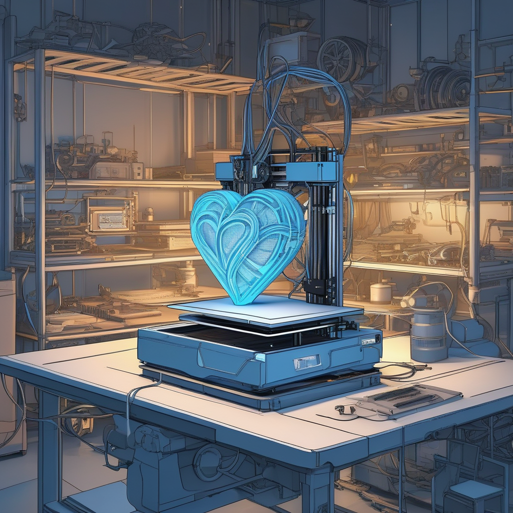 A 3d Printer Printing A Mechanical Heart