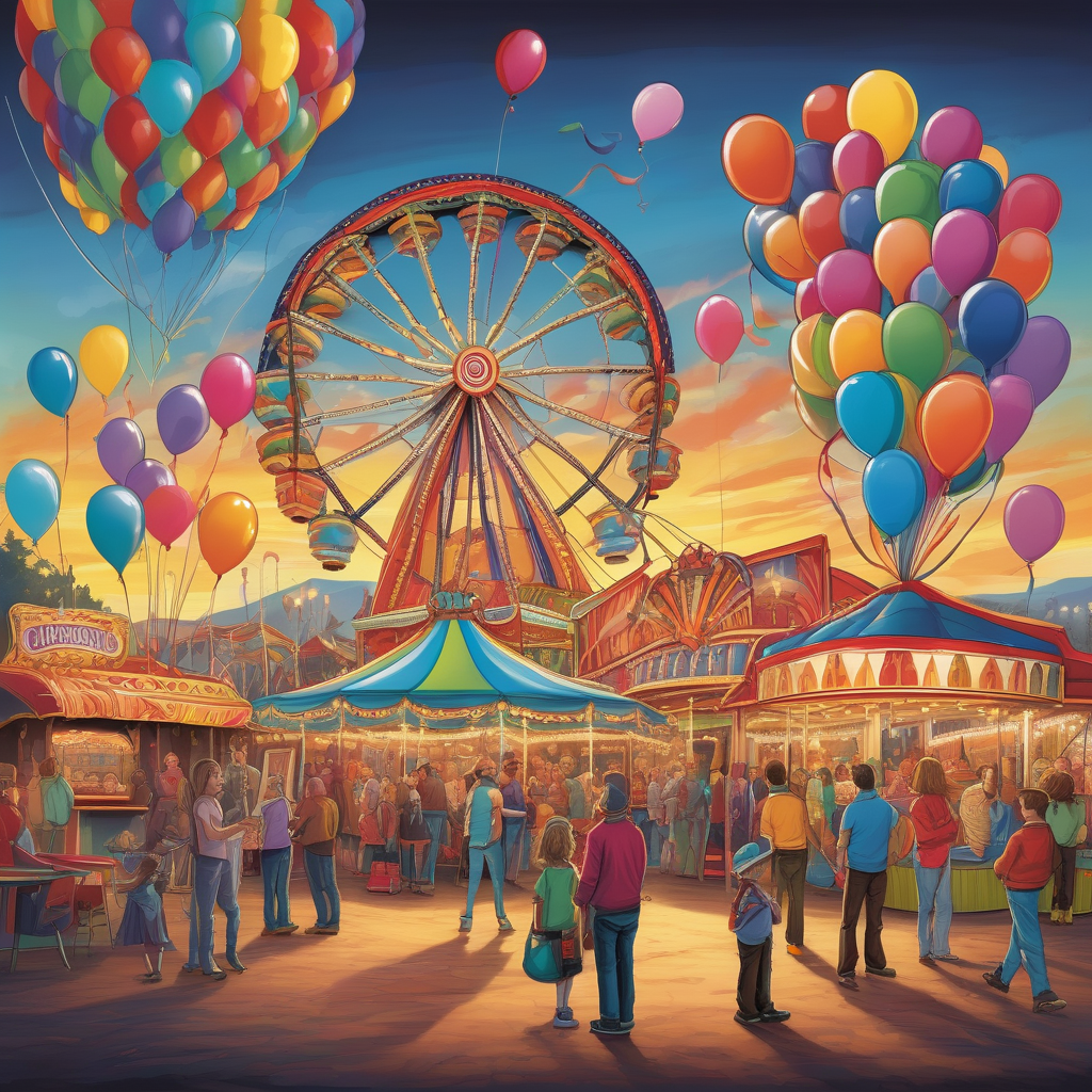 A Balloon Seller In A Crowded Fairground