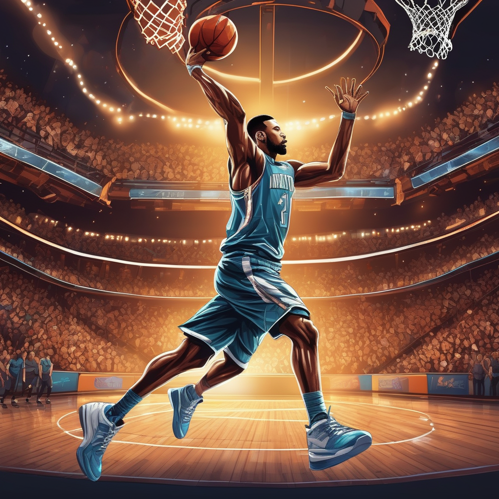 A Basketball Dunk Captured Mid Air