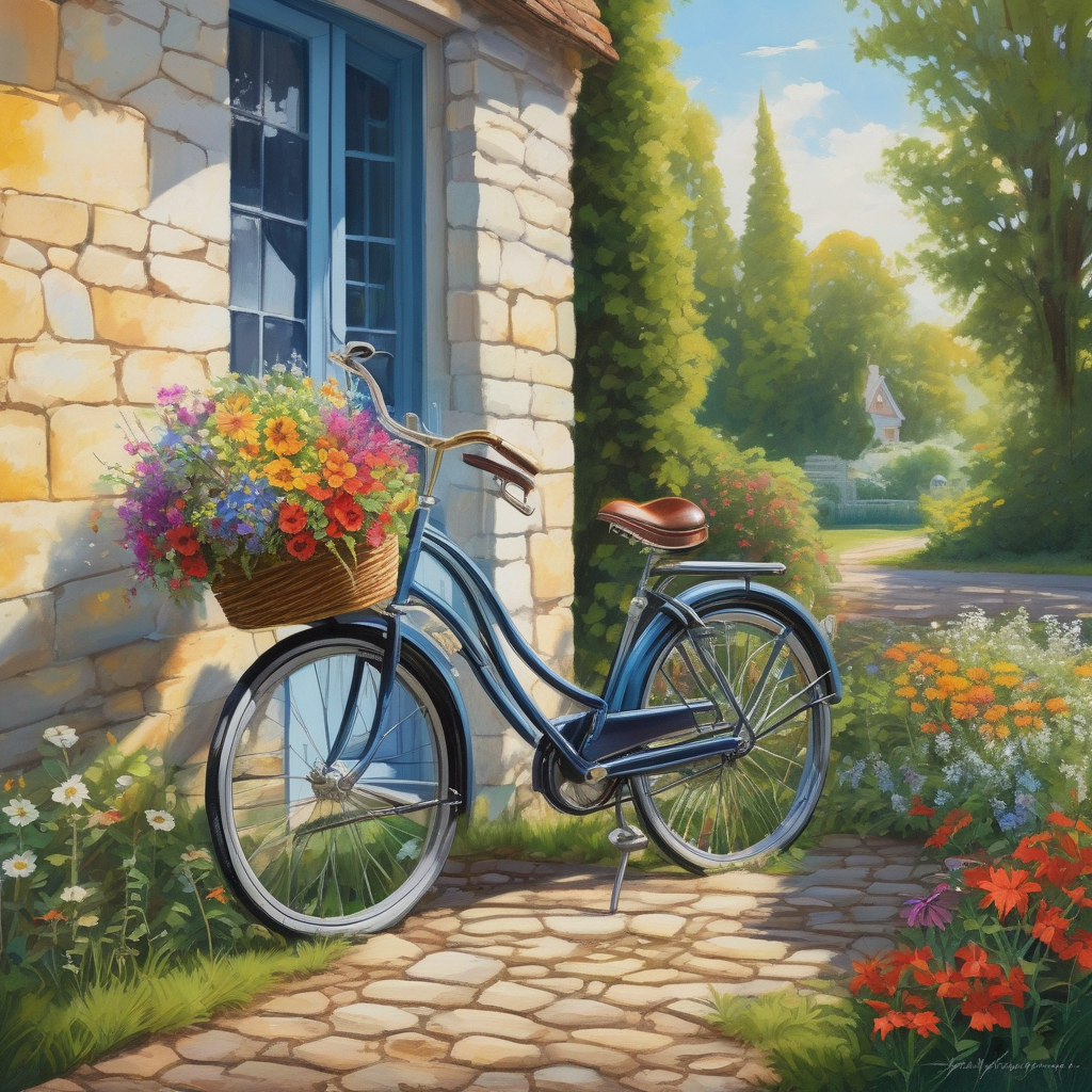 A Bicycle With Flowers In The Basket