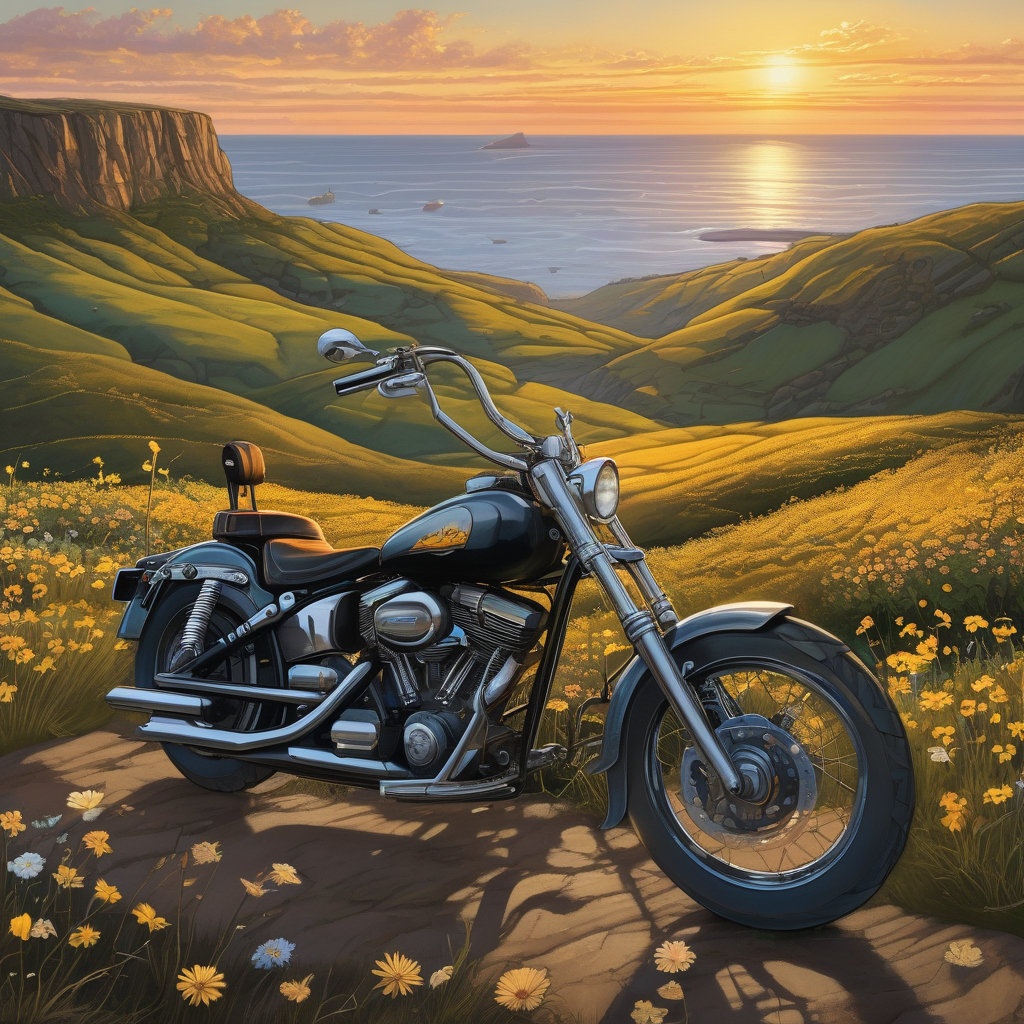A Biker Pausing At A Cliff Edge View