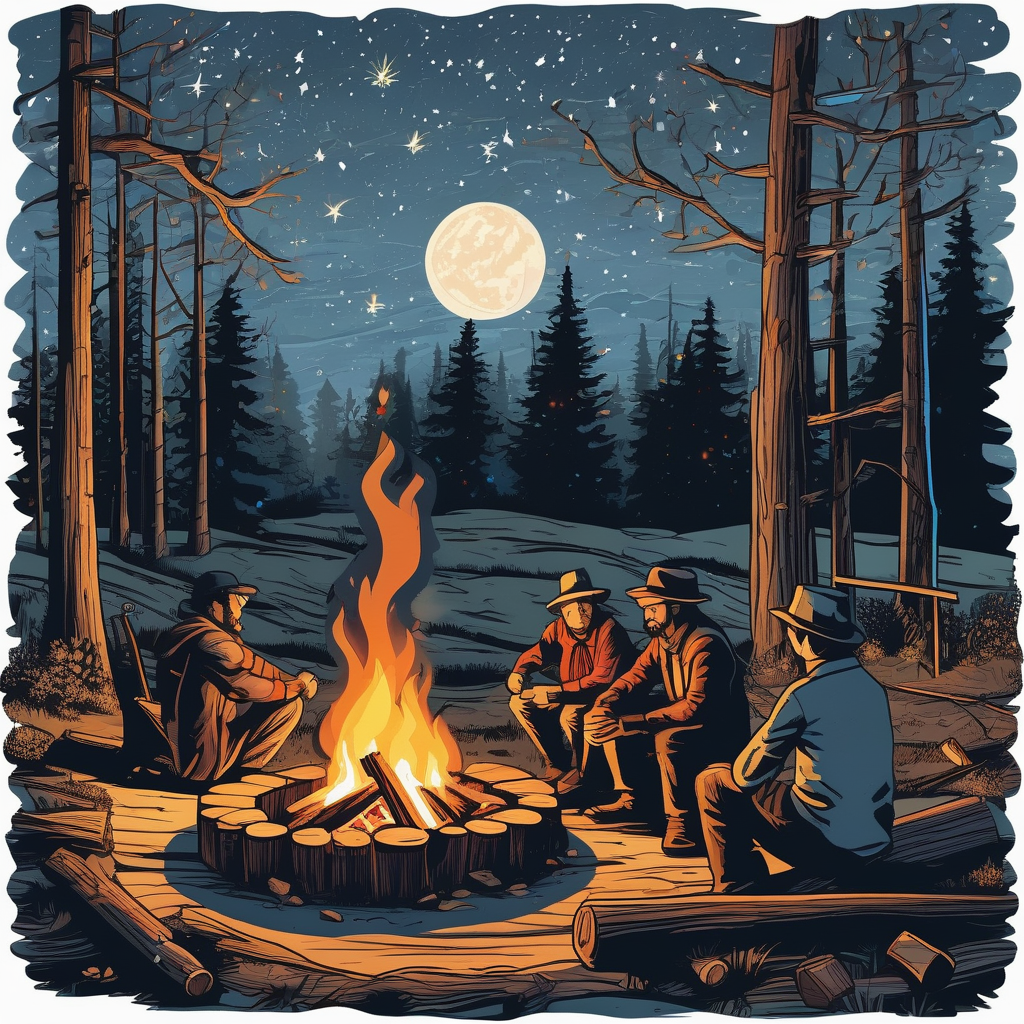 A Bonfire Crackling With People Sitting Around It