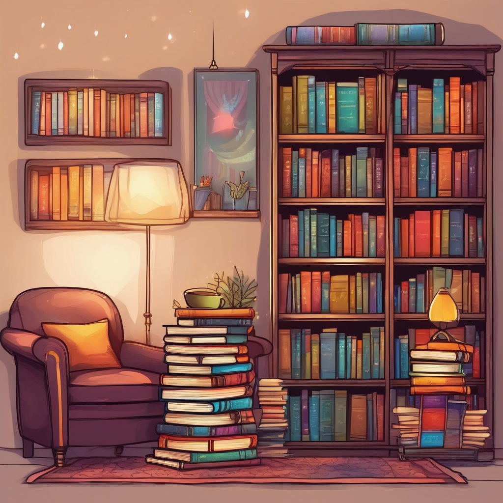 A Bookshelf Lit With Soft Fairy Lights