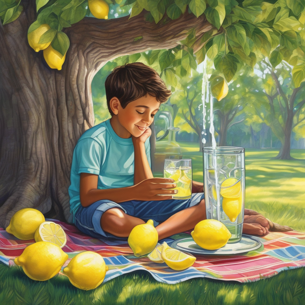 A Boy Drinking Lemonade On A Hot Day