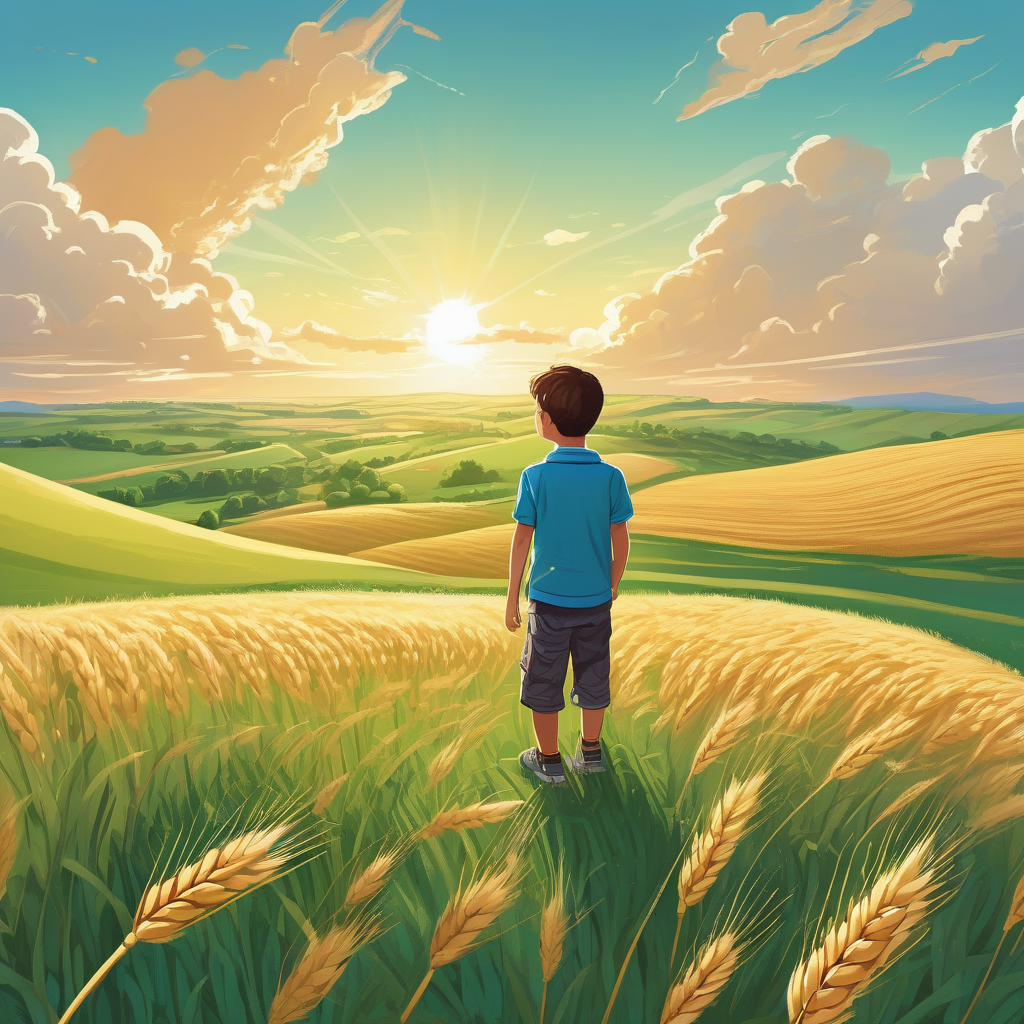 A Boy Flying A Drone Over Open Fields