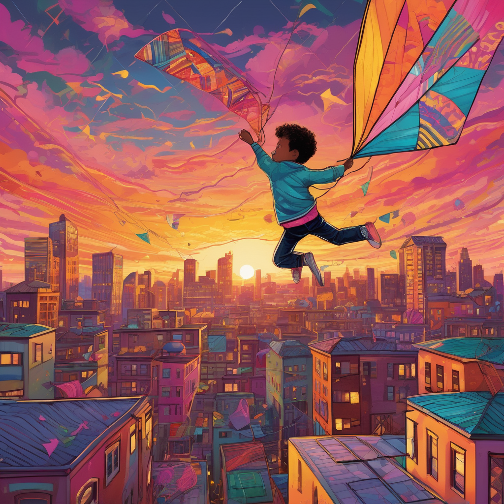 A Boy Flying A Kite From A Rooftop