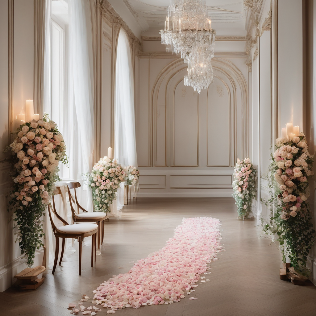 A Bride Walking Alone Through An Empty Hallway