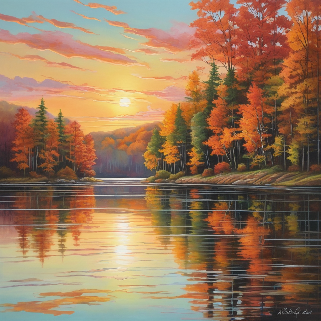 A Calm Lake With Mirror Reflection Of Surrounding Trees