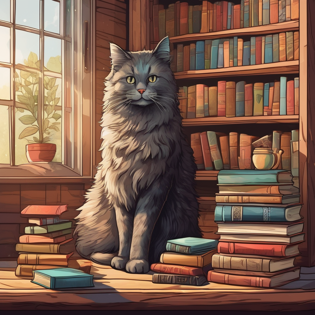 A Cat Licking Its Paw While Sitting On A Bookshelf