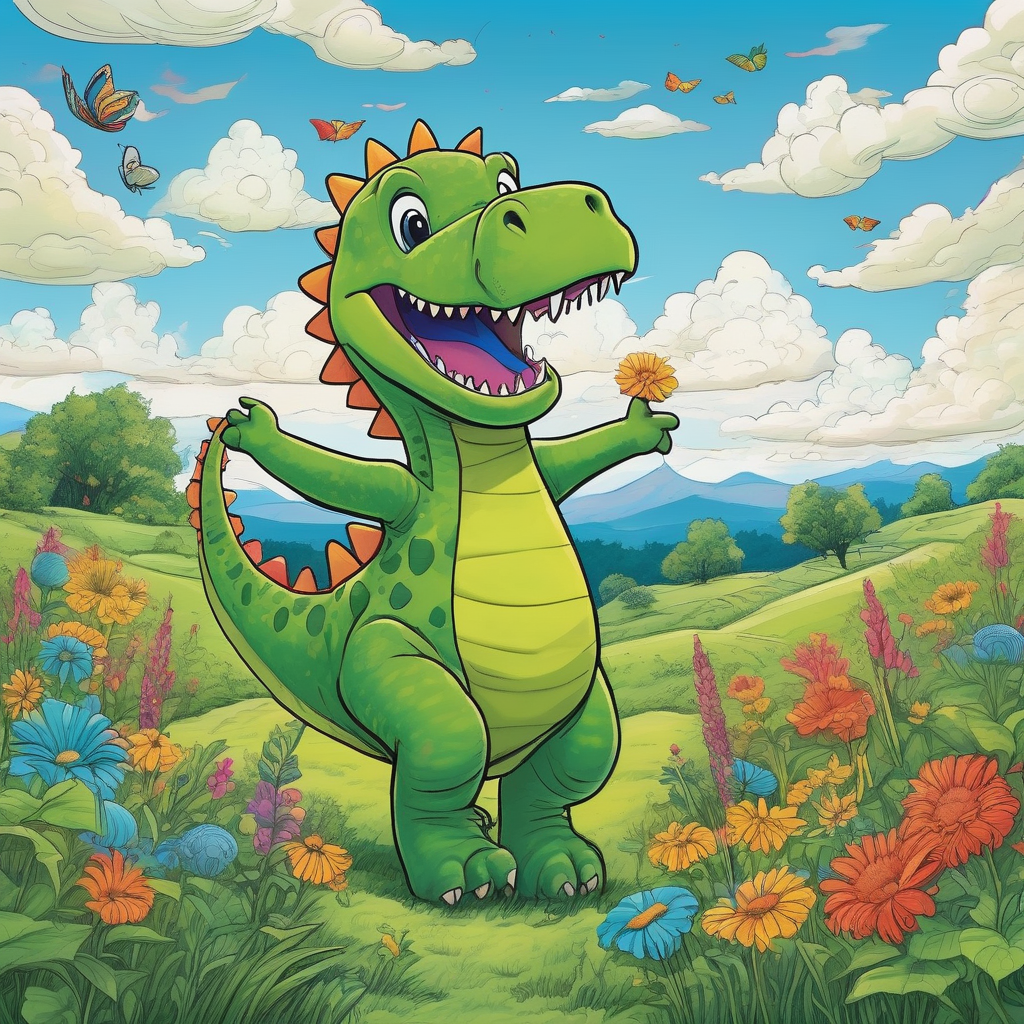 A Child Dressed As A Dinosaur Roaring Happily