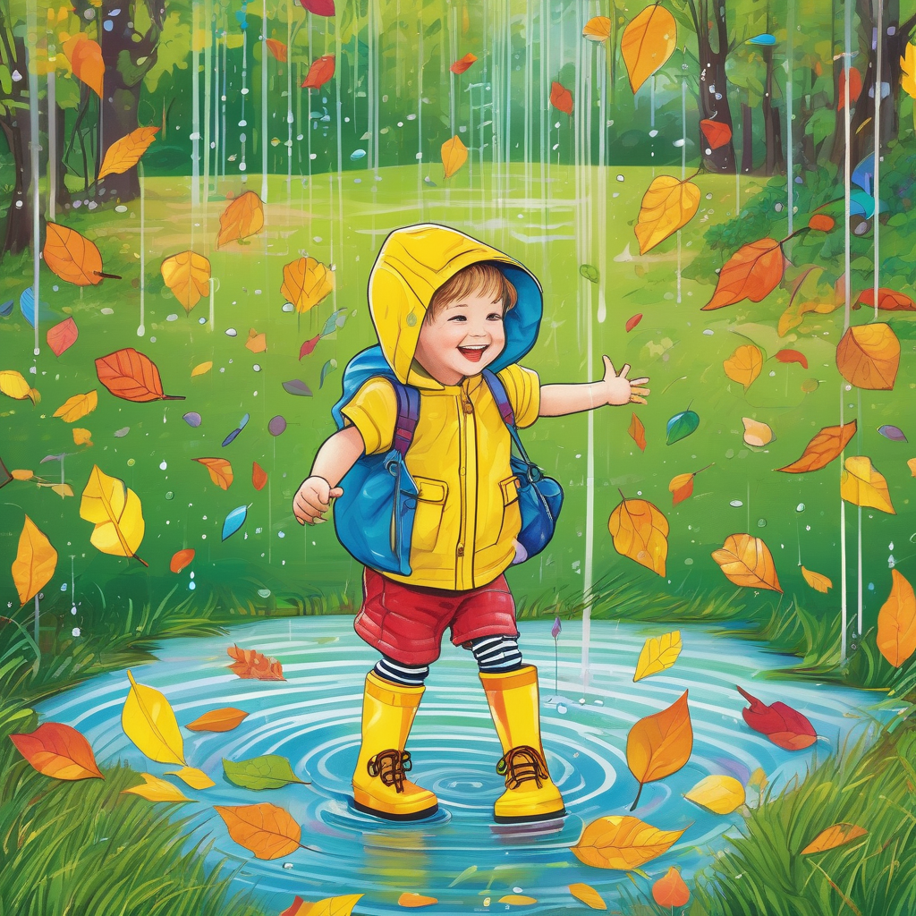 A Child Splashing In A Puddle Wearing Boots