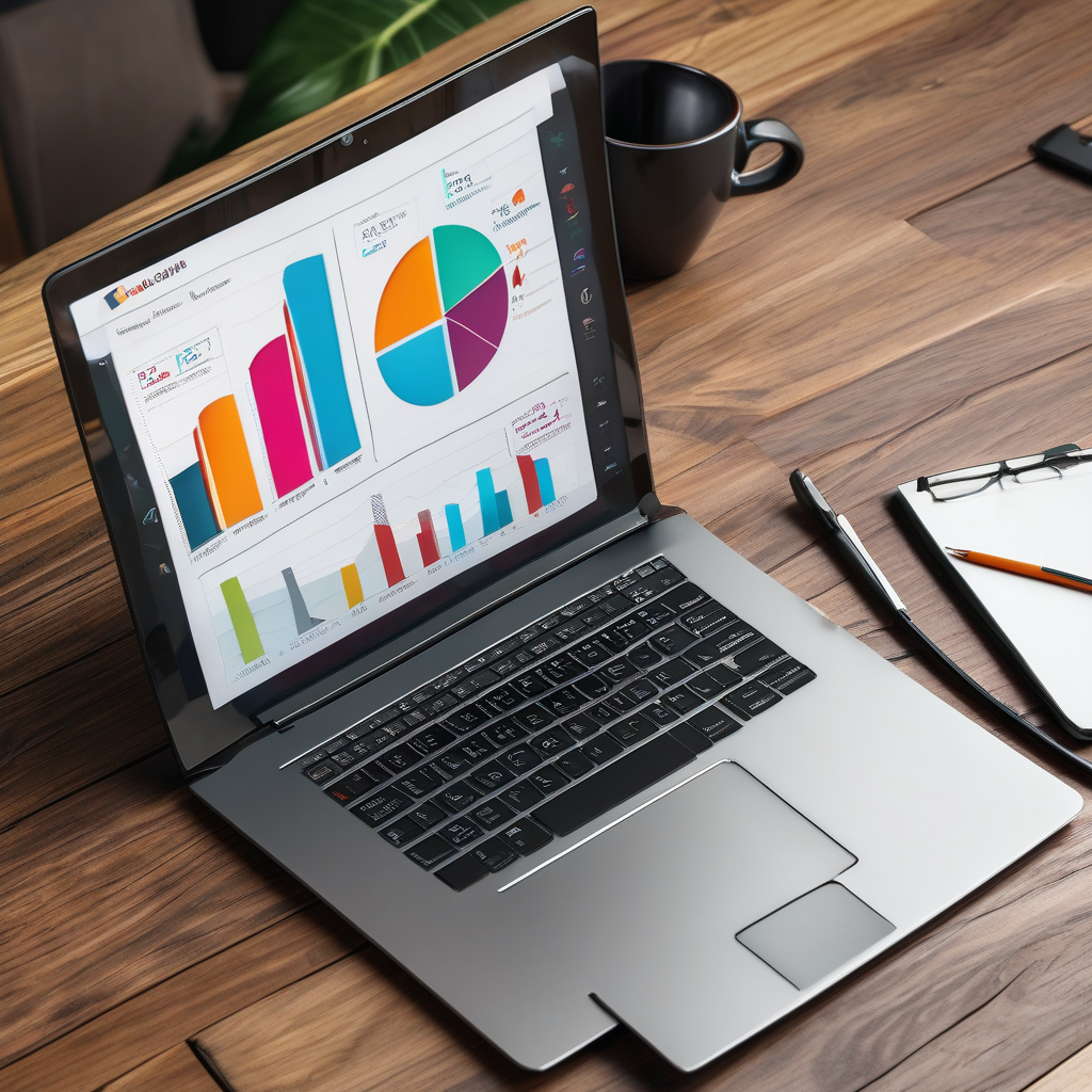 A Clean Top Down View Of A Laptop Showing A Saas Dashboard Ui With Gra