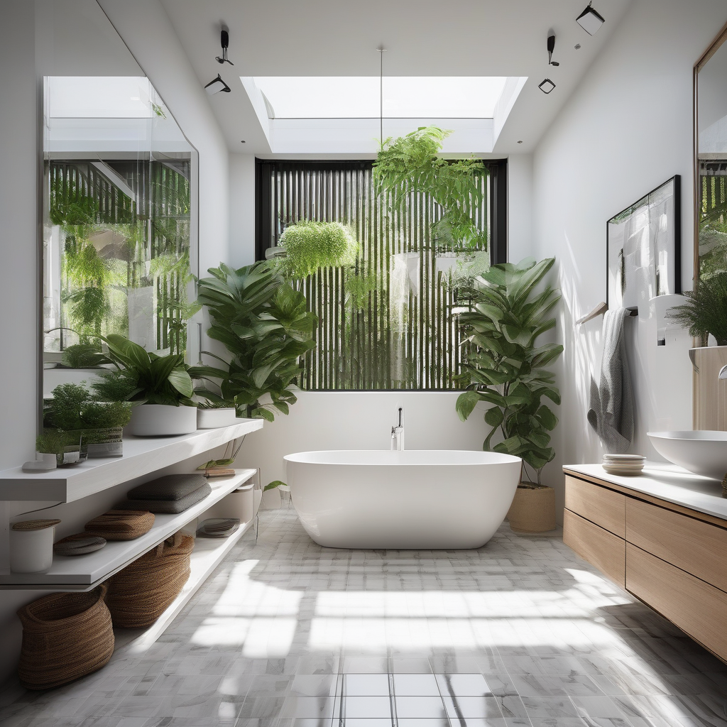 A Clean White Bathroom With Sunlight Filtering Through Blinds Ultra Re