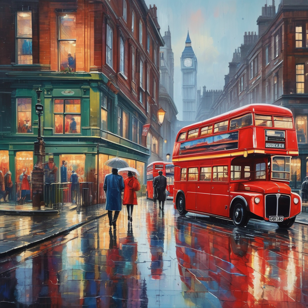 A Couple Crossing The Street Under Umbrellas In London