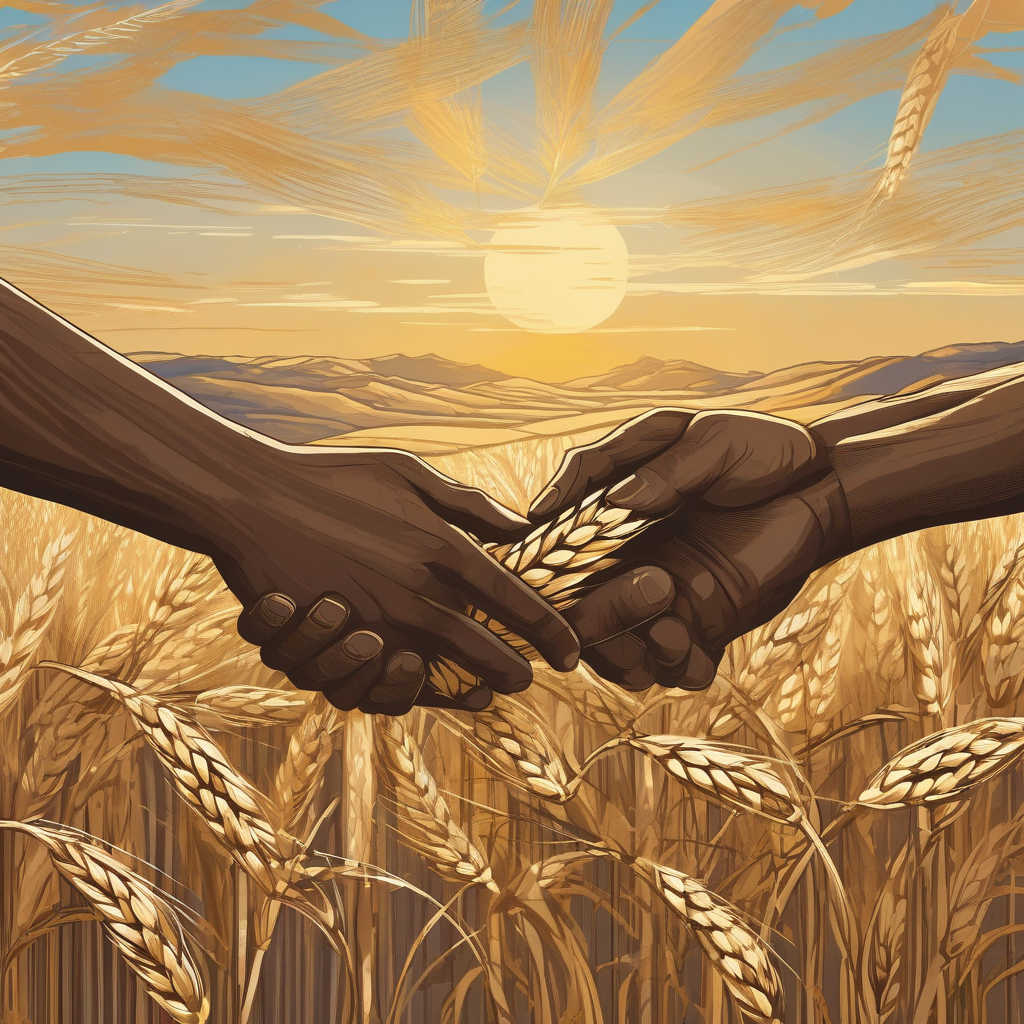 A Couple Holding Hands In A Wheat Field